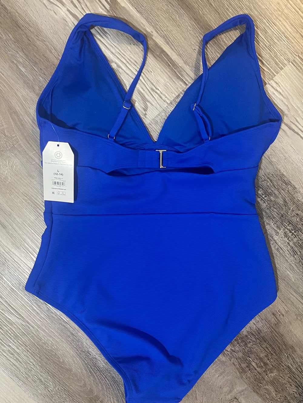 Time And Tru Woman's Ribbed One Piece Swimsuit/ Bathing Suit L 12-14 - Picture 2 of 6